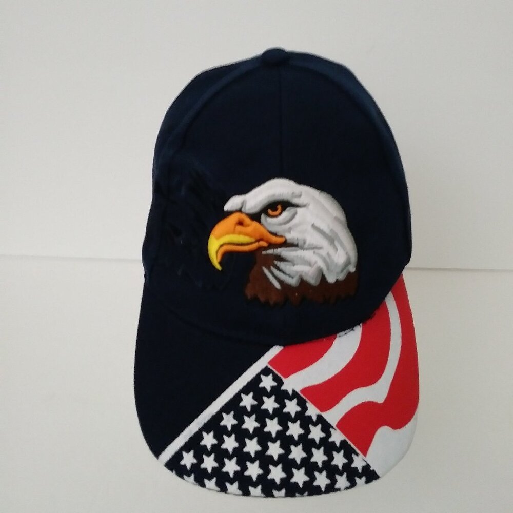 USA American Eagle Flag Embroidered White Patriotic Hat